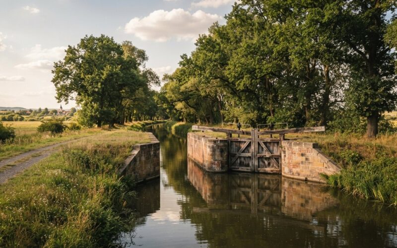 Uzky plavebni kanal se starou plavebni komorou