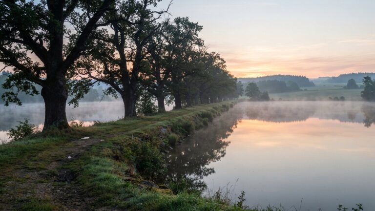 Velky rybnik s hrazi lemovanou starymi duby