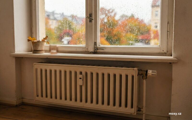 Radiator pod oknem s termostatickou hlavici