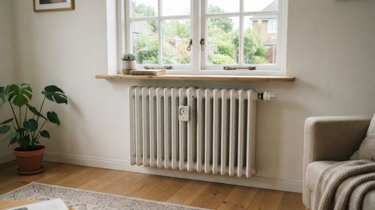 Radiator pod oknem s indikatorem pro rozdelovani nakladu